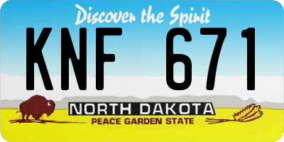 ND license plate KNF671