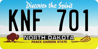 ND license plate KNF701