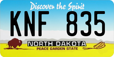 ND license plate KNF835