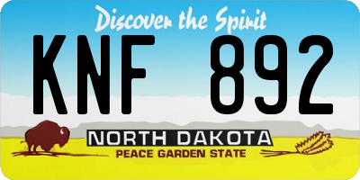ND license plate KNF892