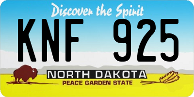 ND license plate KNF925