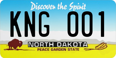 ND license plate KNG001