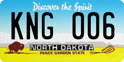 ND license plate KNG006