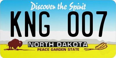 ND license plate KNG007