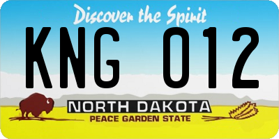 ND license plate KNG012
