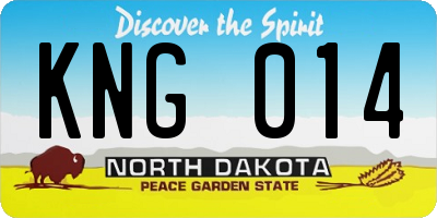 ND license plate KNG014