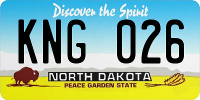 ND license plate KNG026