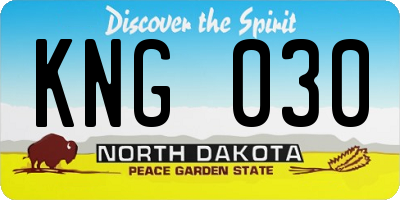 ND license plate KNG030