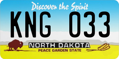 ND license plate KNG033