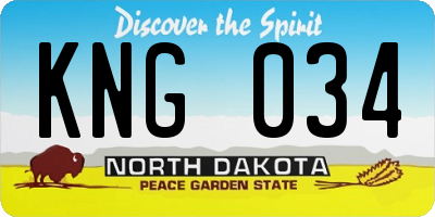ND license plate KNG034