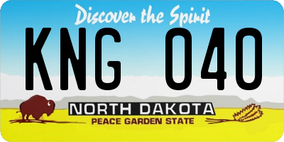 ND license plate KNG040