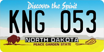 ND license plate KNG053