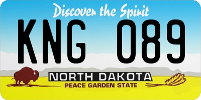 ND license plate KNG089