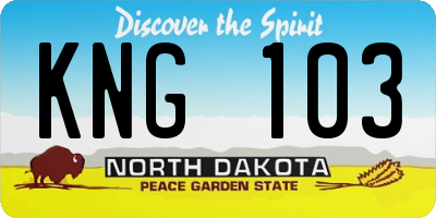 ND license plate KNG103