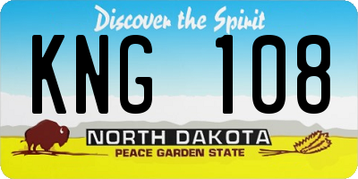 ND license plate KNG108