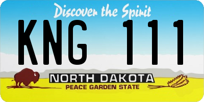 ND license plate KNG111