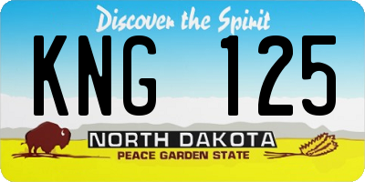 ND license plate KNG125