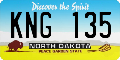 ND license plate KNG135