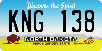 ND license plate KNG138