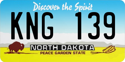 ND license plate KNG139