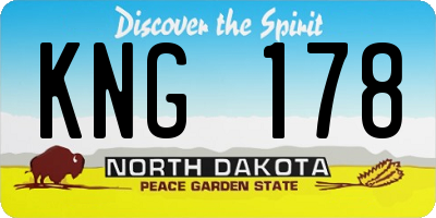 ND license plate KNG178