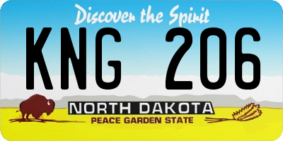 ND license plate KNG206