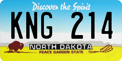 ND license plate KNG214