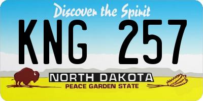 ND license plate KNG257