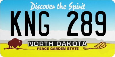ND license plate KNG289