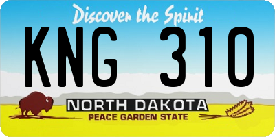 ND license plate KNG310