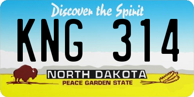 ND license plate KNG314