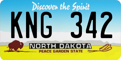 ND license plate KNG342