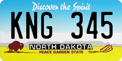 ND license plate KNG345