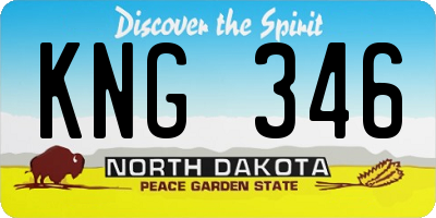 ND license plate KNG346