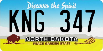 ND license plate KNG347