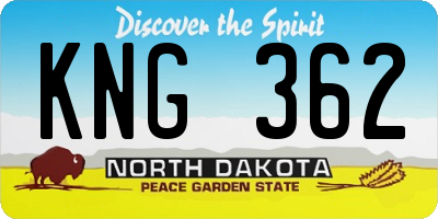 ND license plate KNG362