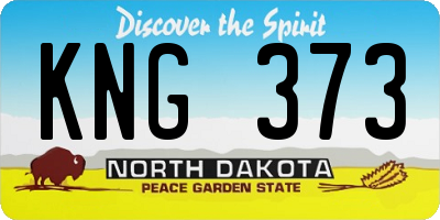 ND license plate KNG373