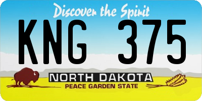 ND license plate KNG375