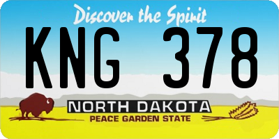 ND license plate KNG378