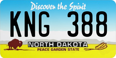 ND license plate KNG388