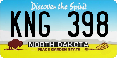 ND license plate KNG398
