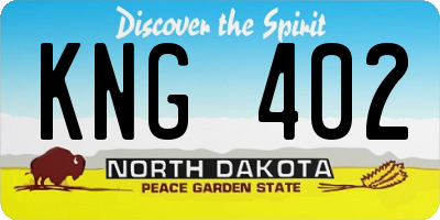 ND license plate KNG402