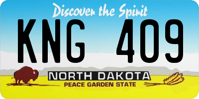ND license plate KNG409