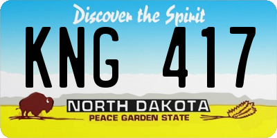 ND license plate KNG417