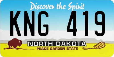 ND license plate KNG419