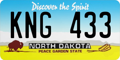 ND license plate KNG433
