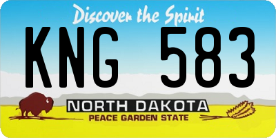 ND license plate KNG583