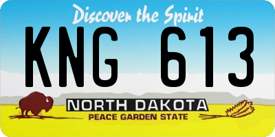 ND license plate KNG613