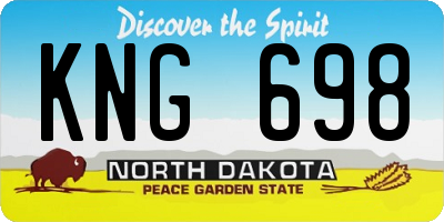 ND license plate KNG698