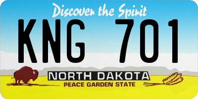 ND license plate KNG701
